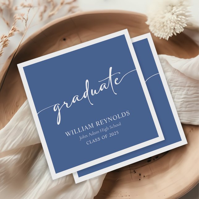 Modern Script Simple Photo Graduation Napkin (Creator Uploaded)