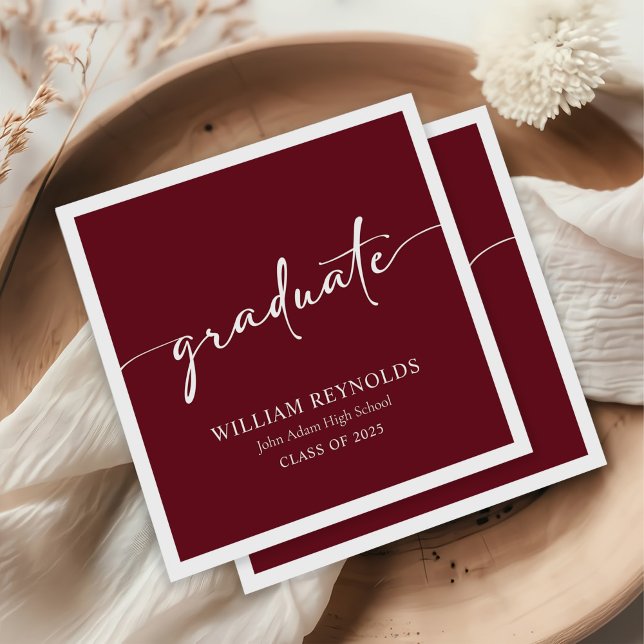 Modern Script Simple Photo Graduation Napkin (Creator Uploaded)