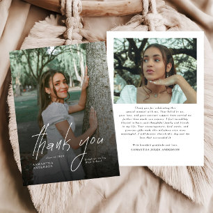 Modern Script Simple Photo Graduation Thank You Card
