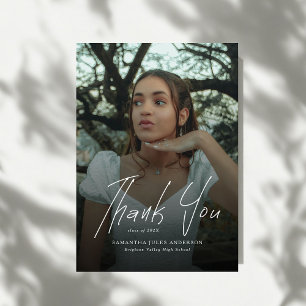 Modern Script Simple Photo High School Graduation Thank You Card