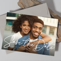 Modern script simple photo save the date