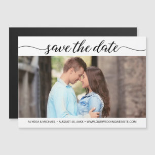 Modern Script Simple Photo Save the date Wedding Magnetic Invitation