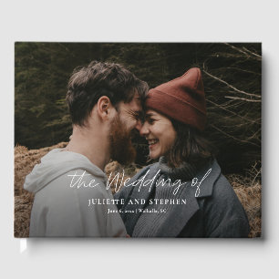 Modern Script Simple Photo Wedding  Guest Book