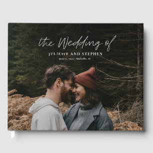 Modern Script Simple Photo Wedding  Guest Book