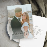 Modern Script Simple Photo Wedding Thank You Card<br><div class="desc">Modern Script Simple Photo Wedding Thank You Card. Click the edit button to personalise this design to fit your needs.</div>