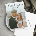 Modern Script Simple Photo Wedding Thank You Card<br><div class="desc">Modern Script Simple Photo Wedding Thank You Card. Click the edit button to personalise this design to fit your needs.</div>