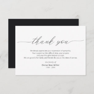 Modern Script Simple Sympathy Thank You Card