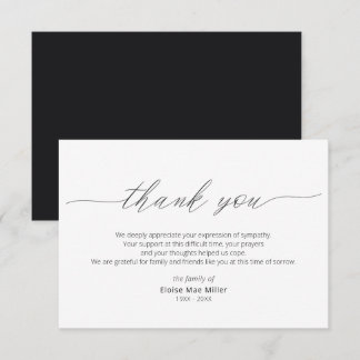 Modern Script Simple Sympathy Thank You Card