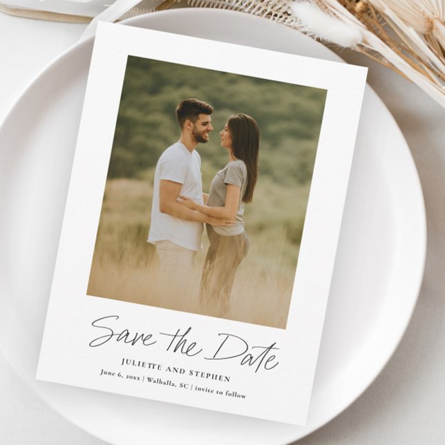 Modern Script Simple Wedding Photo Save The Date (Creator Uploaded)