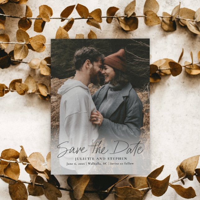 Modern Script Simple Wedding Photo Save The Date (Creator Uploaded)