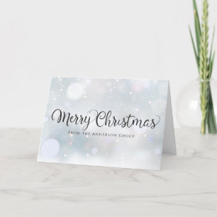 Modern Script Snowflakes Business Employee  Holiday Card