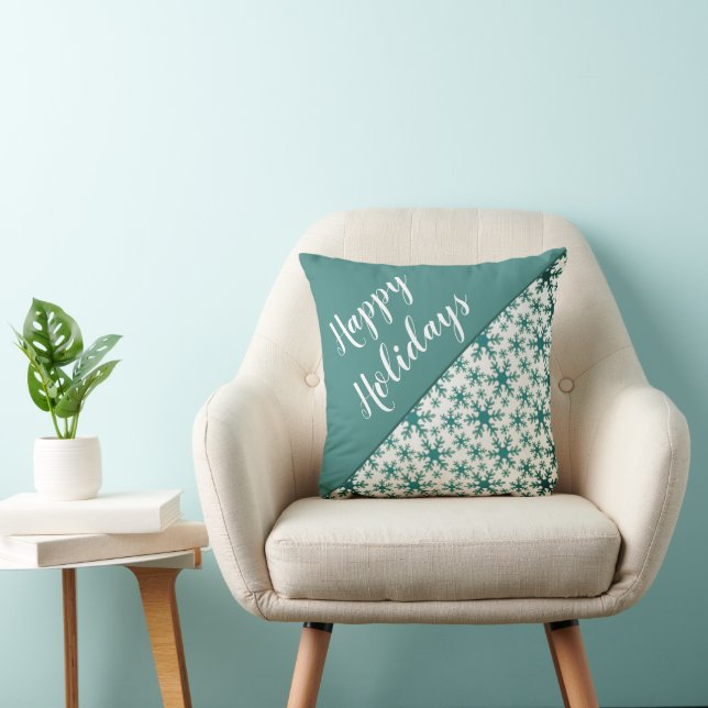 Modern Script Snowflakes Christmas Holiday Cushion (Chair)