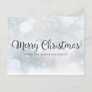Modern Script Snowflakes Corporate Holiday Postcard