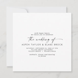 Modern Script Square Wedding Invitation