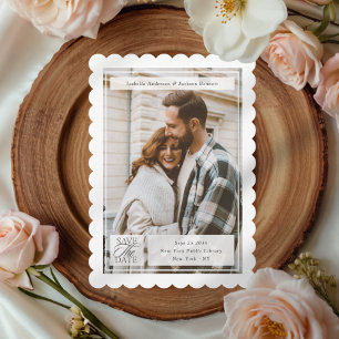 Modern Script Stamp Wedding Two Sided Photo Save The Date