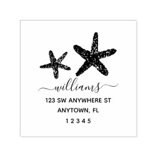 Modern Script Starfish Return Address Personalised Self-inking Stamp