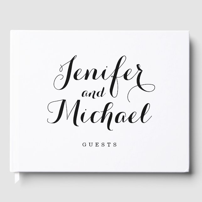 Modern Script & Stripes Guest Book (Front)