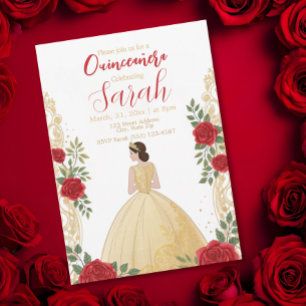 Modern Script Stylish Chic Gold Floral Birthday  Invitation