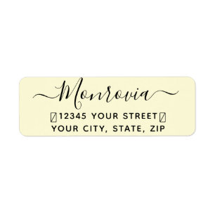 Modern Script Sunshine Yellow Return Address Label