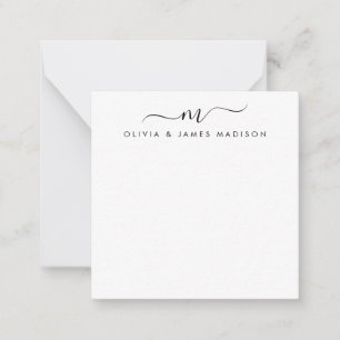 Modern Script Swash Monogram Couple Stationery Card