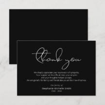 Modern Script Sympathy Thank You Funeral Card