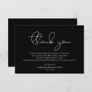 Modern Script Sympathy Thank You Funeral Card