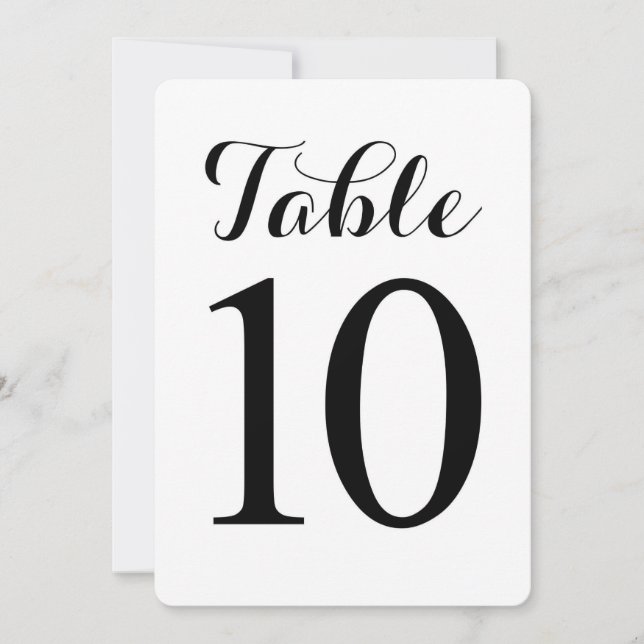 Modern Script Table 10 | Table Numbers Card (Front)