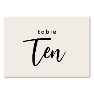 Modern Script Table 10 Ten Off-White Wedding Number