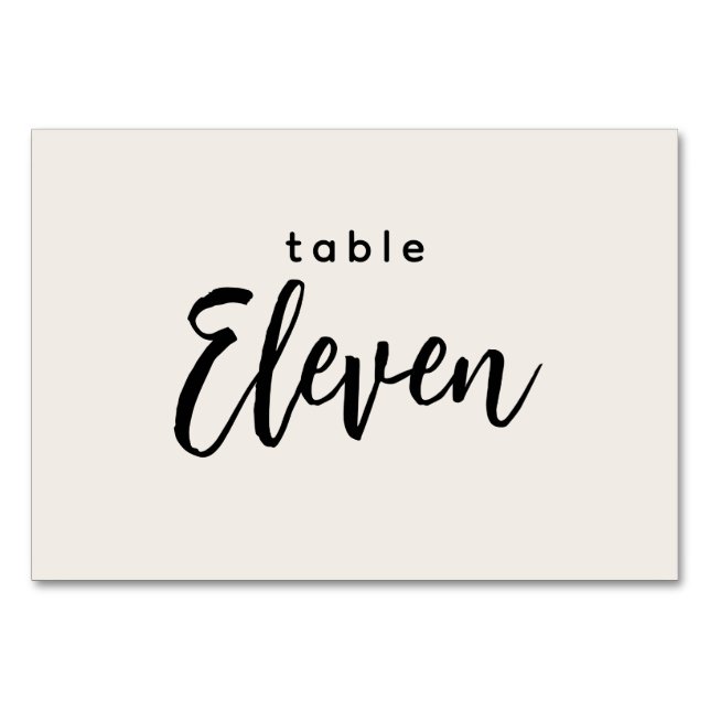 Modern Script Table 11 Eleven Off-White Wedding Table Number (Front)
