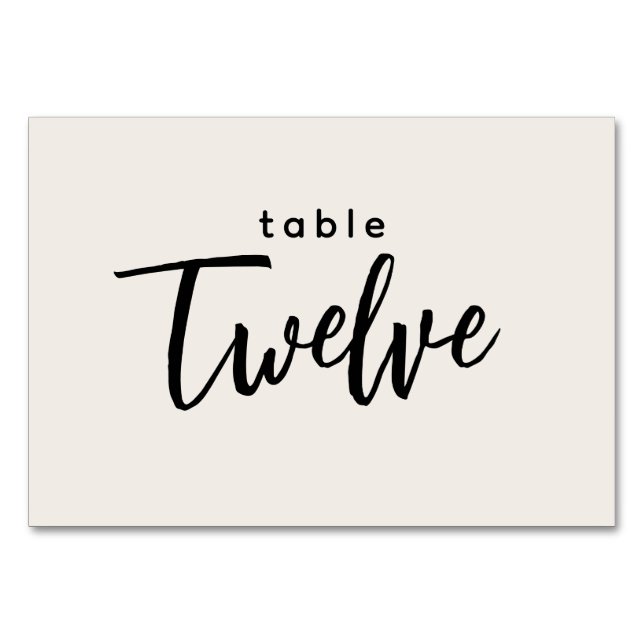 Modern Script Table 12 Twelve Off-White Wedding Number (Front)
