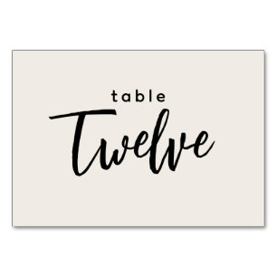 Modern Script Table 12 Twelve Off-White Wedding Table Number