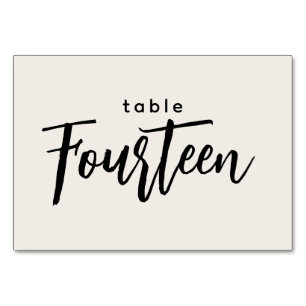 Modern Script Table 14 Fourteen Off-White Wedding Number