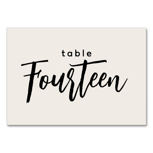Modern Script Table 14 Fourteen Off-White Wedding Number (Front)