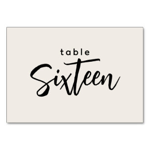 Modern Script Table 16 Sixteen Off-White Wedding Number