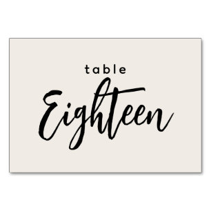 Modern Script Table 18 Eighteen Off-White Wedding Table Number