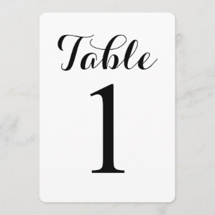 Modern Script Table 1   Table Numbers Card