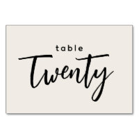 Modern Script Table 20 Twenty Off-White Wedding