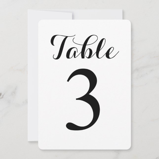 Modern Script Table 3 | Table Numbers Card (Front)