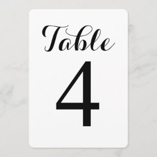 Modern Script Table 4   Table Numbers Card