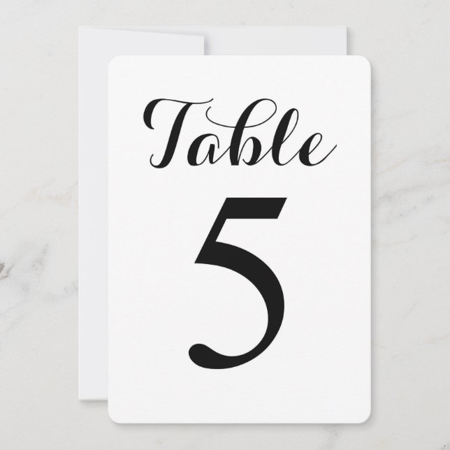 Modern Script Table 5 | Table Numbers Card (Front)
