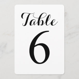 Modern Script Table 6   Table Numbers Card