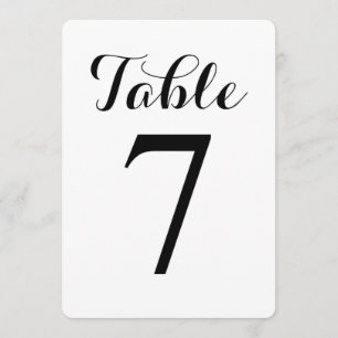 Modern Script Table 7   Table Numbers Card