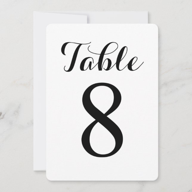 Modern Script Table 8 | Table Numbers Card (Front)