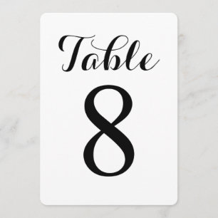 Modern Script Table 8   Table Numbers Card