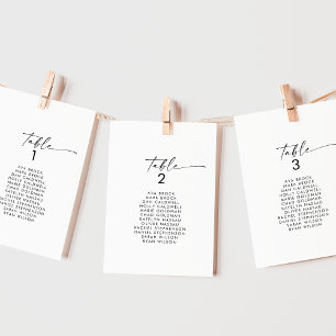 Modern Script Table Number Seating Chart Cards