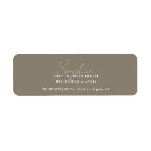 Modern Script Taupe Professional Business Return Address Label