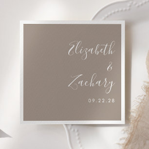 Modern Script Taupe Wedding Napkin