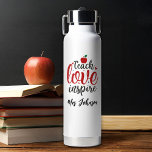 Modern Script Teach Love Inspire Teacher Water Bottle<br><div class="desc">A pretty teacher water bottle with the words,  "Teach Love Inspire". Personalize it with your teachers name for a fun teacher gift. Designed for you by Blackberry Boulevard.</div>