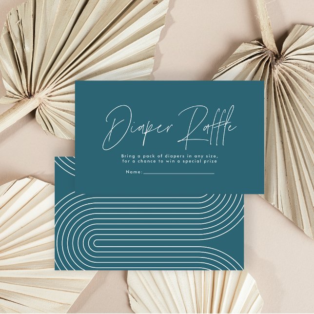 Modern script teal blue baby shower diaper raffle card (Creator Uploaded)