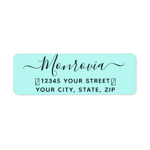 Modern Script Teal Return Address Label